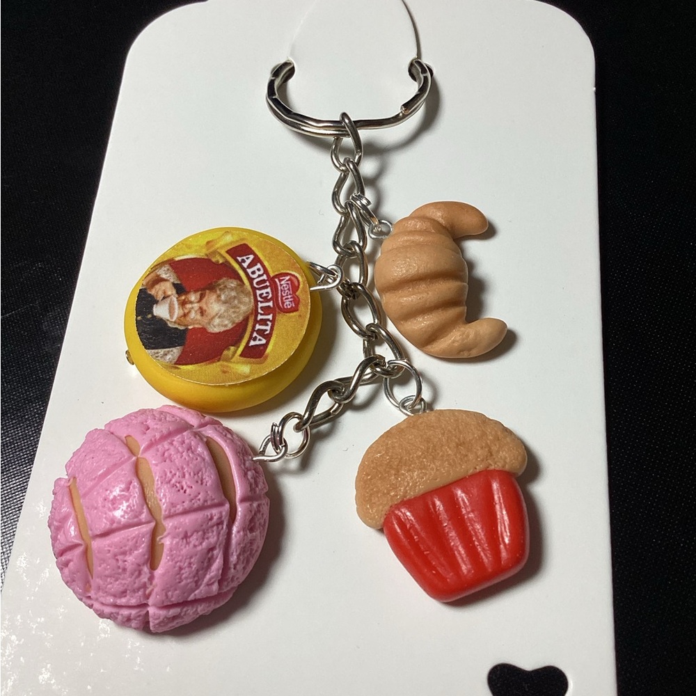 Abuelita Keychain with Pink and Red Charms